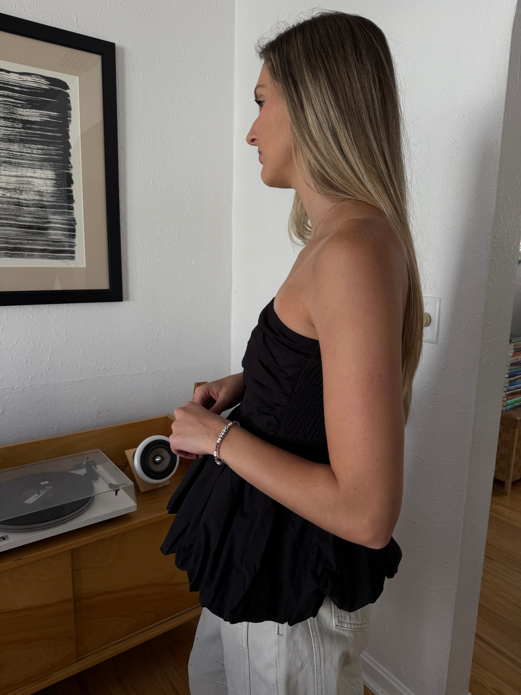 Sofie the Label Elsie Black Peplum Sleeveless Top