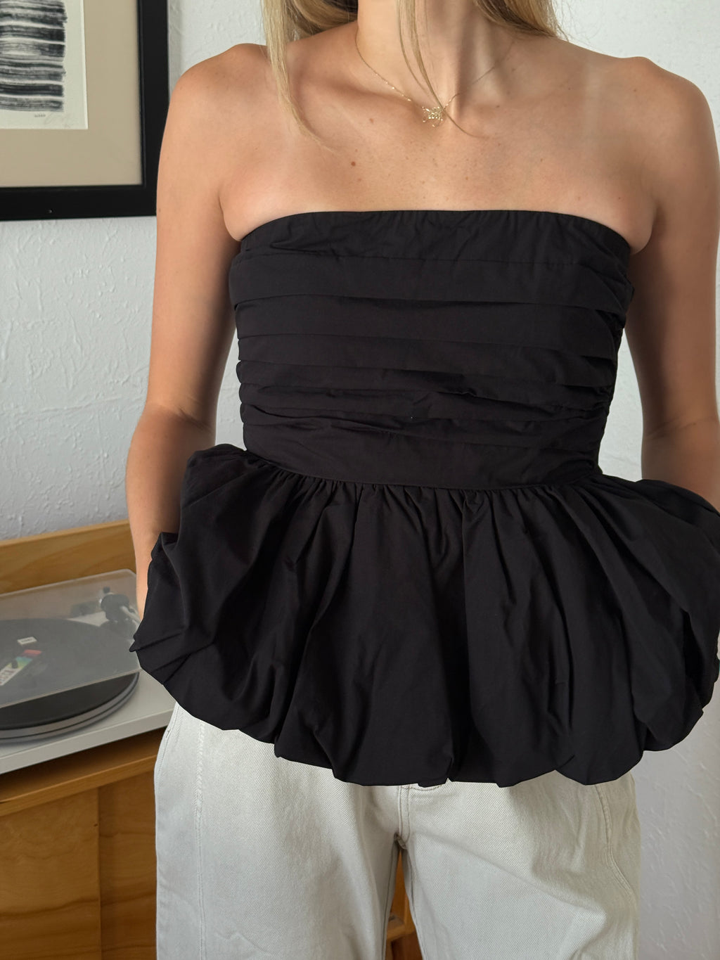 Sofie the Label Elsie Black Peplum Sleeveless Top