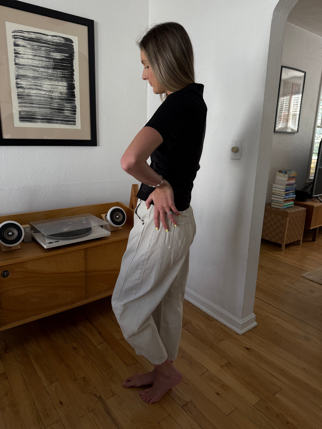 Miou Muse Lorena Cream Balloon Leg Jean Pants