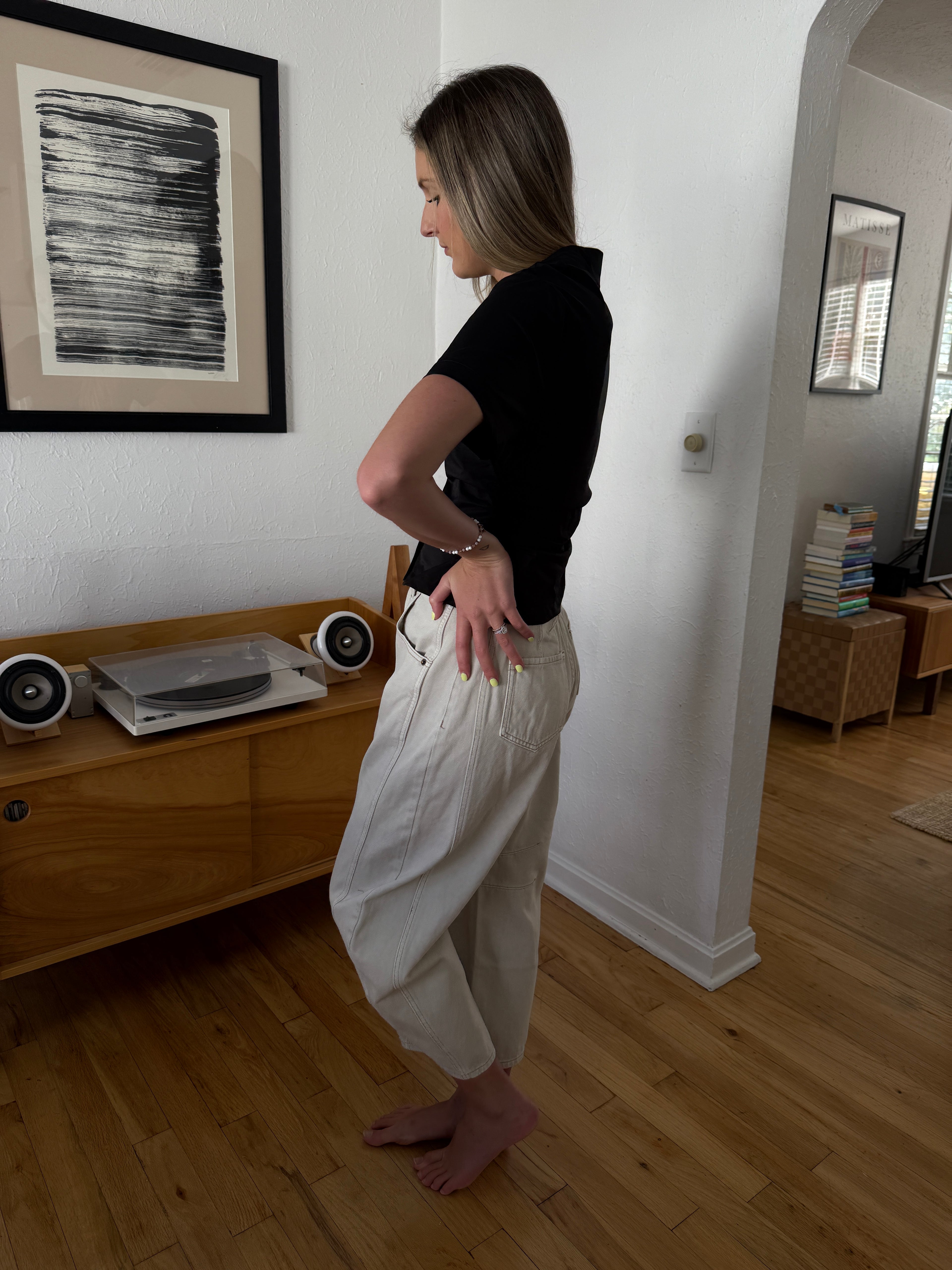 Miou Muse Lorena Cream Balloon Leg Jean Pants