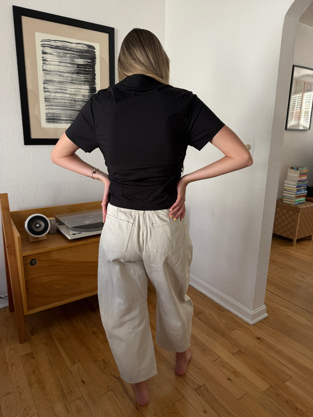 Miou Muse Lorena Cream Balloon Leg Jean Pants