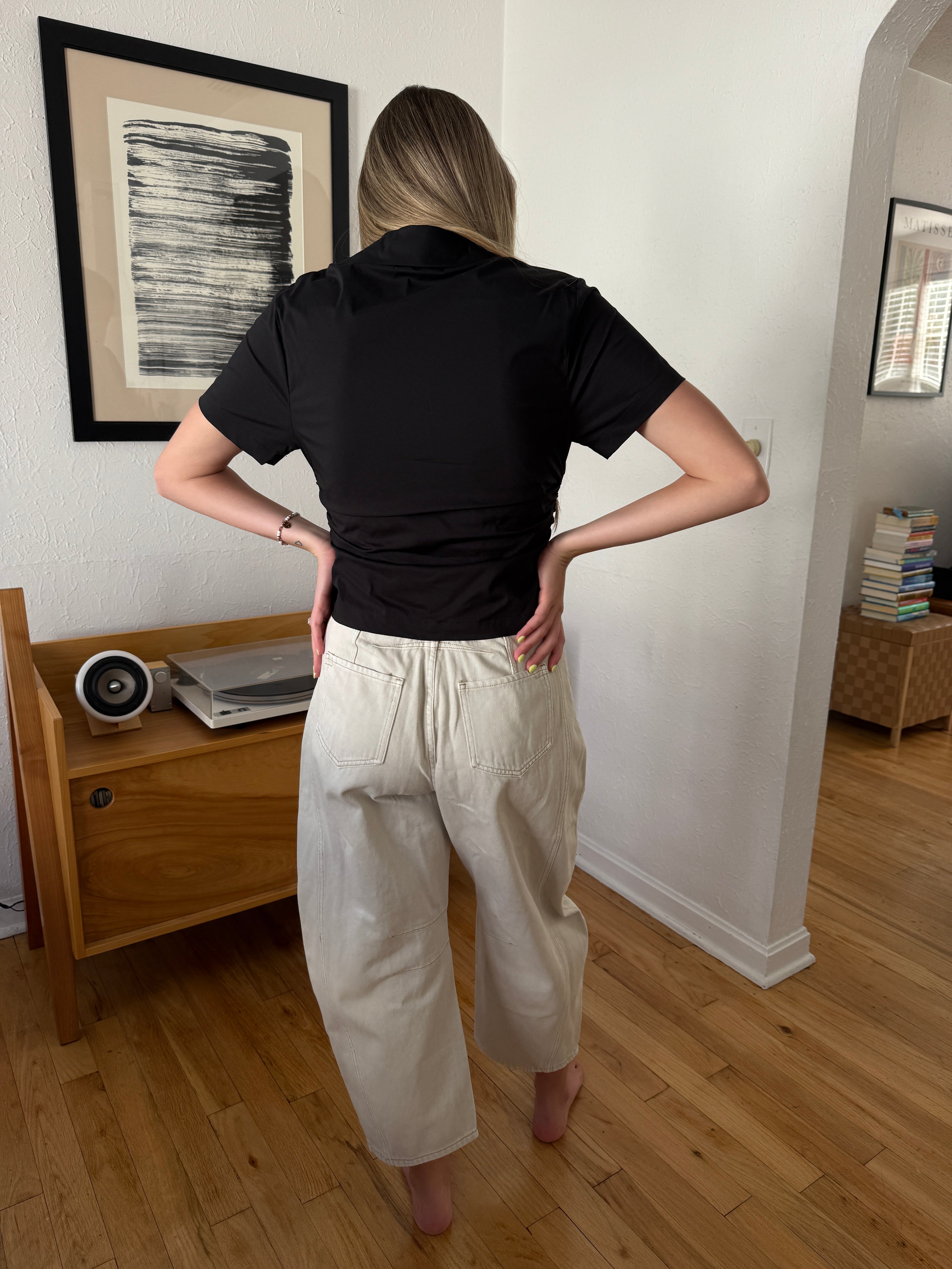 Miou Muse Lorena Cream Balloon Leg Jean Pants