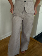 Jesse Burgundy Striped Canvas Drawstring Wide Leg Pants
