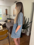 Miou Muse Macey Denim Collared Shirt Mini Dress