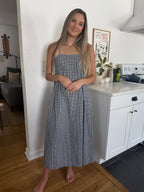 Things Between Missy Gingham Sleeveless Midi Dress (Navy)