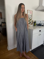 Things Between Missy Gingham Sleeveless Midi Dress (Navy)