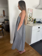 Things Between Missy Gingham Sleeveless Midi Dress (Navy)