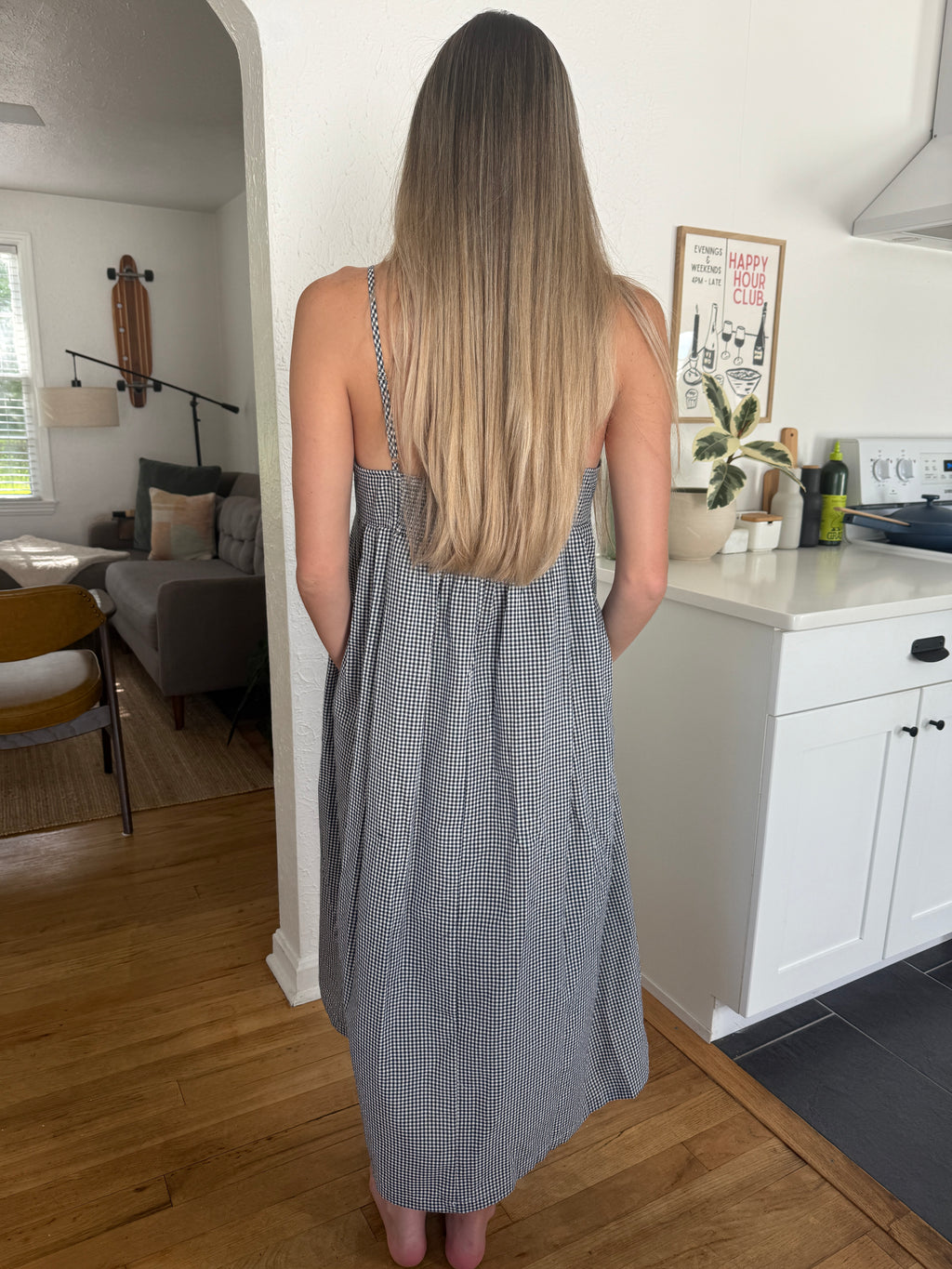 Things Between Missy Gingham Sleeveless Midi Dress (Navy)