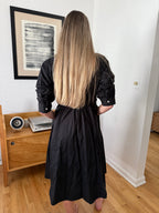 PINCH Lorraine Black Tucked Sleeve Buttoned Midi Dress