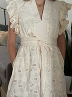 Leila Eyelet Belted Mini Dress (Cream)