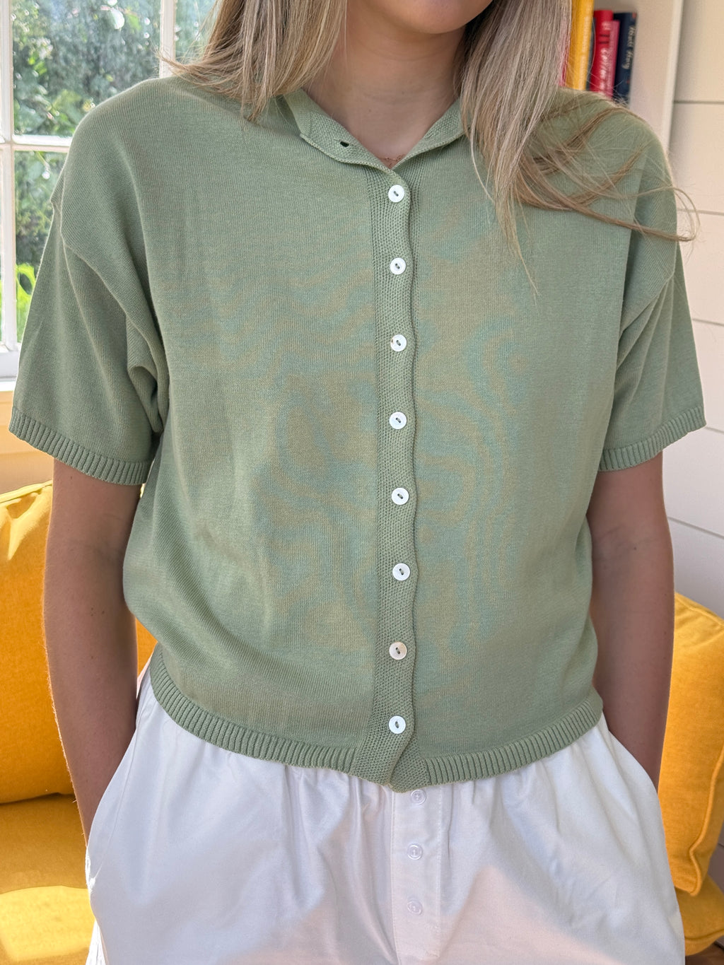 Things Between Toby Half-Sleeve Cardigan Top (Sage)