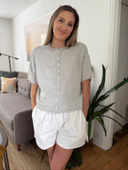 Things Between Toby Half-Sleeve Cardigan Top (Heather Grey)