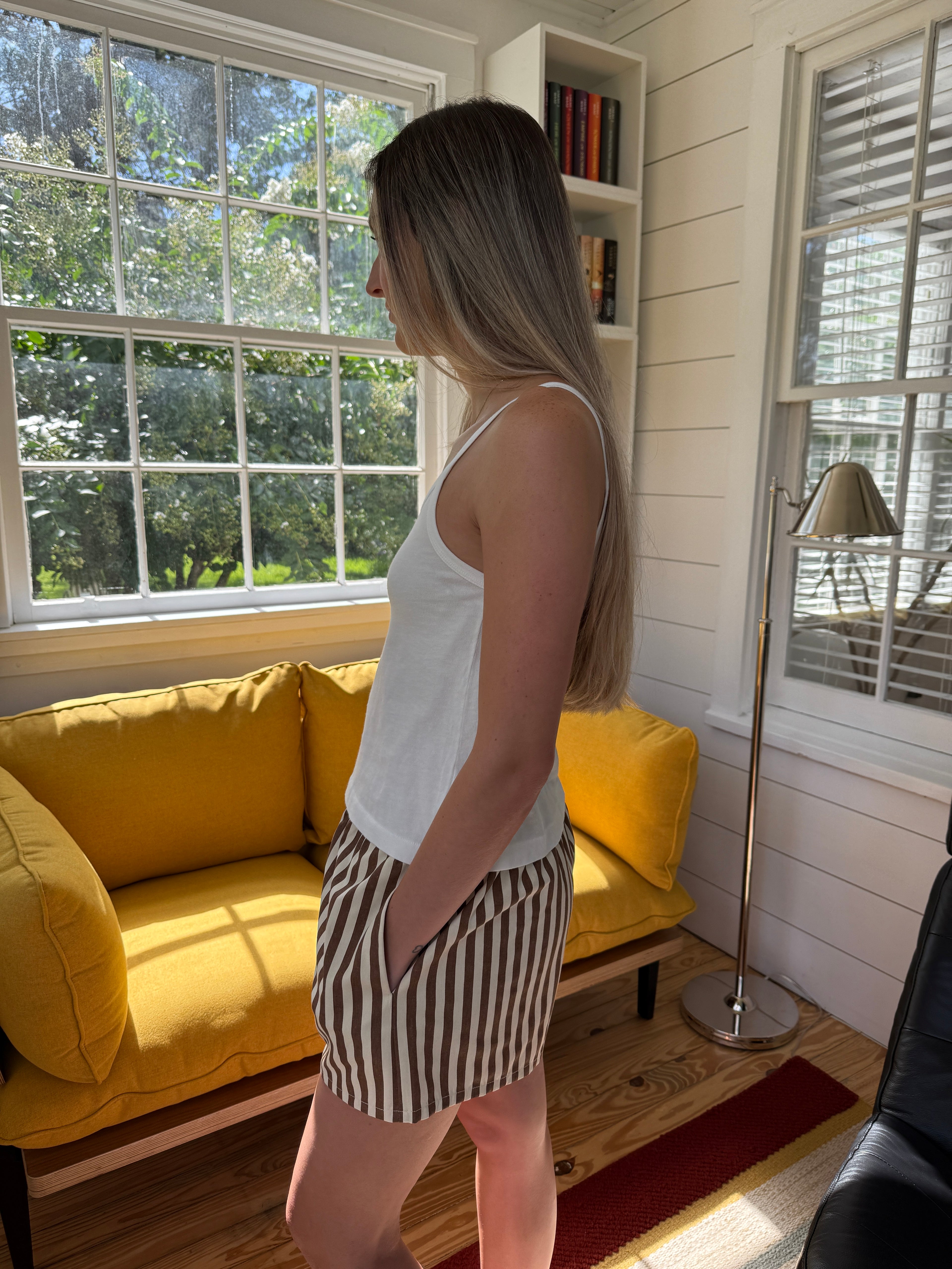 Things Between Marren Brown Striped Cotton Boxer Shorts