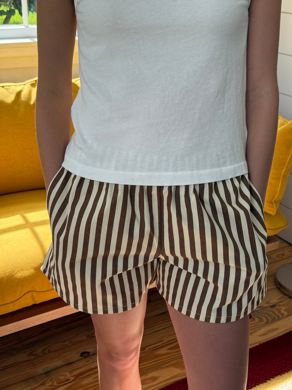 Things Between Marren Brown Striped Cotton Boxer Shorts