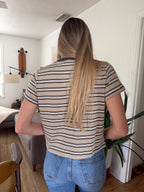 Indy Taupe Stripe Boxy Cotton T-Shirt
