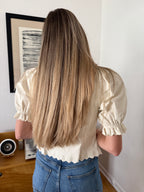 Sofie the Label Eloise Cream Eyelet Collared Puff Sleeve Top