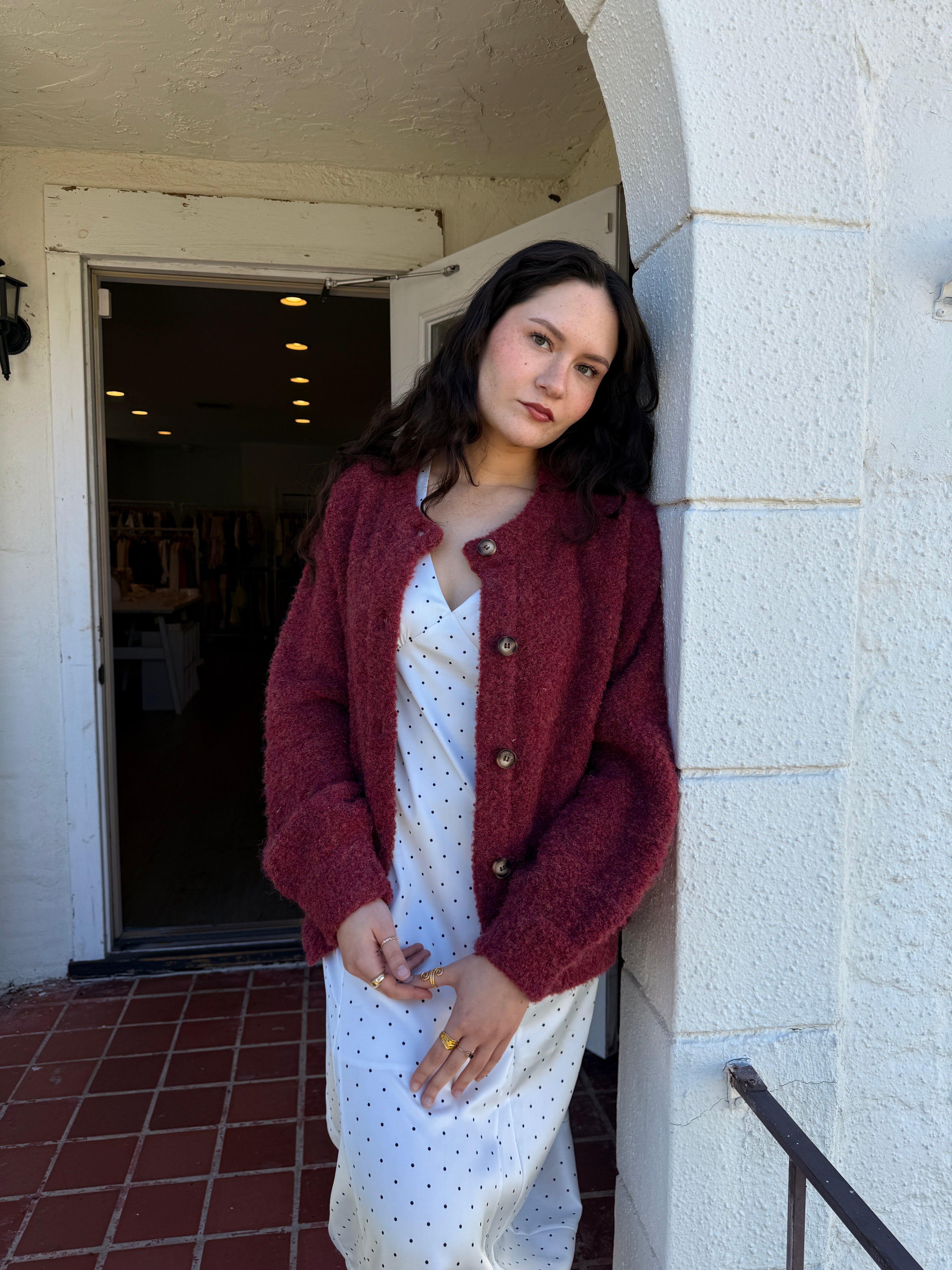 Helena White Satin Polka Dot Short Sleeve Midi Dress