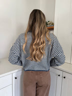 Things Between Piper Knit Rolled Hem Button Cardigan (Denim)