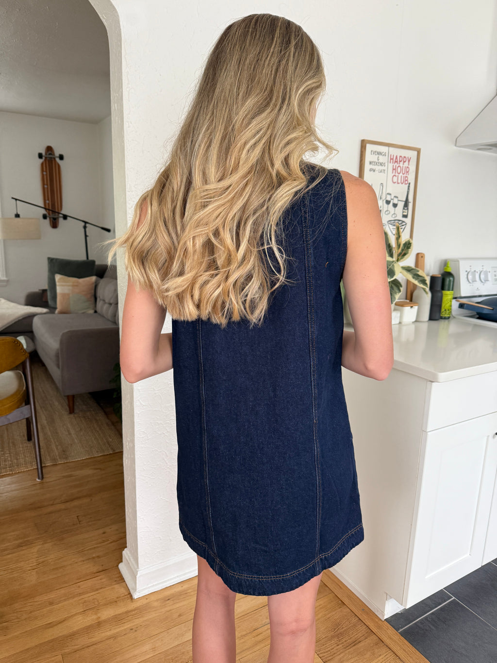 FRNCH Nala Denim Buttoned Tank Mini Dress