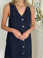 FRNCH Nala Denim Buttoned Tank Mini Dress