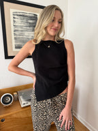 Marcie Black Gathered Knit Tank Top