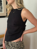 Marcie Black Gathered Knit Tank Top