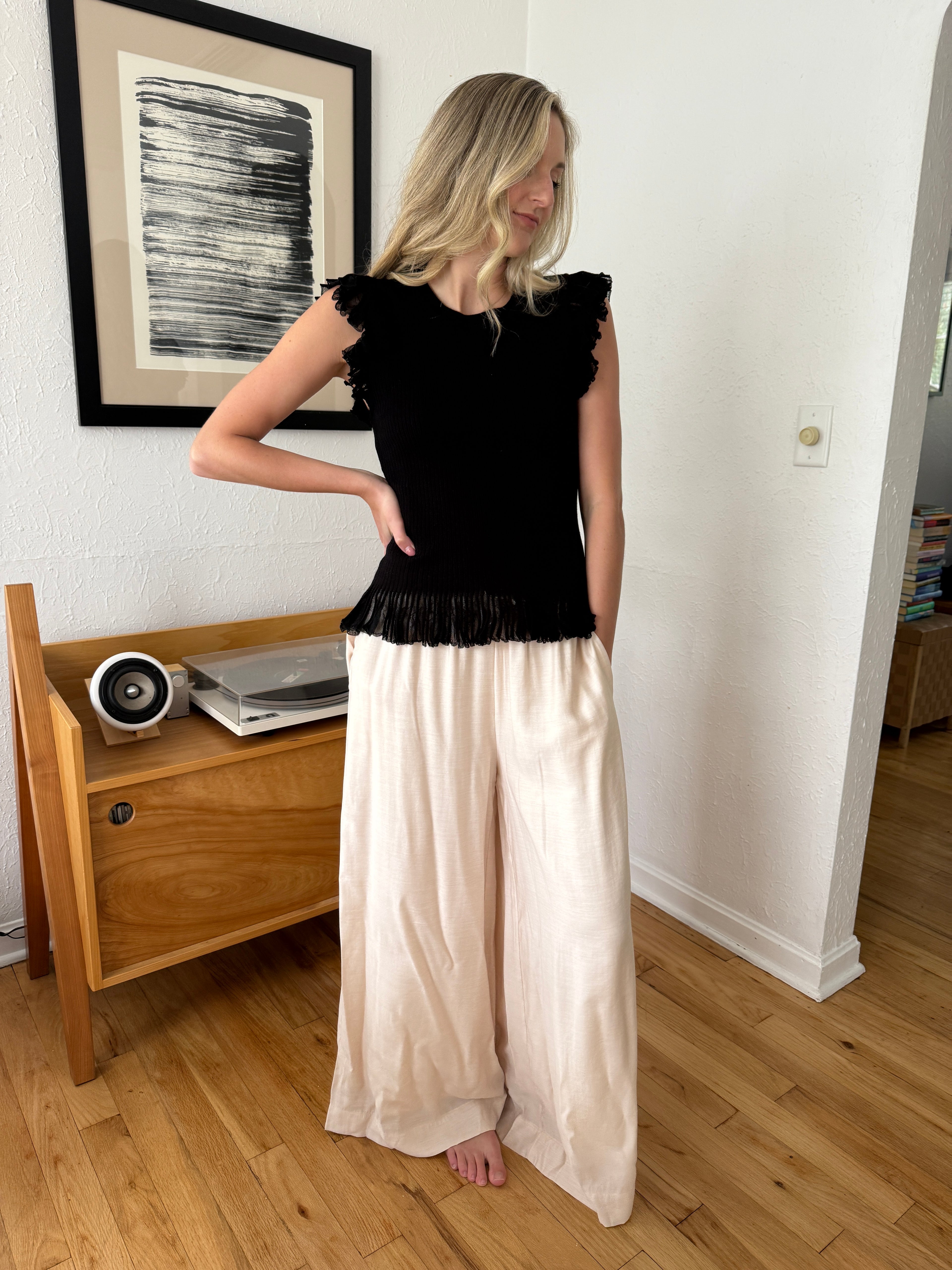 Lucy Paris Bea Light Blush Wide Leg Relaxed Pants