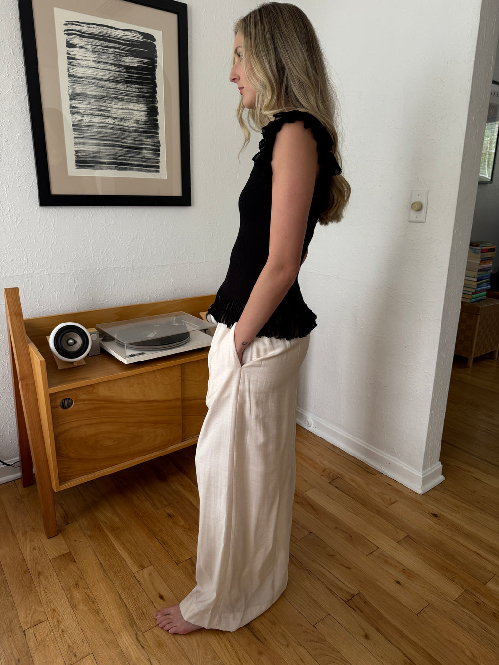 Lucy Paris Bea Light Blush Wide Leg Relaxed Pants