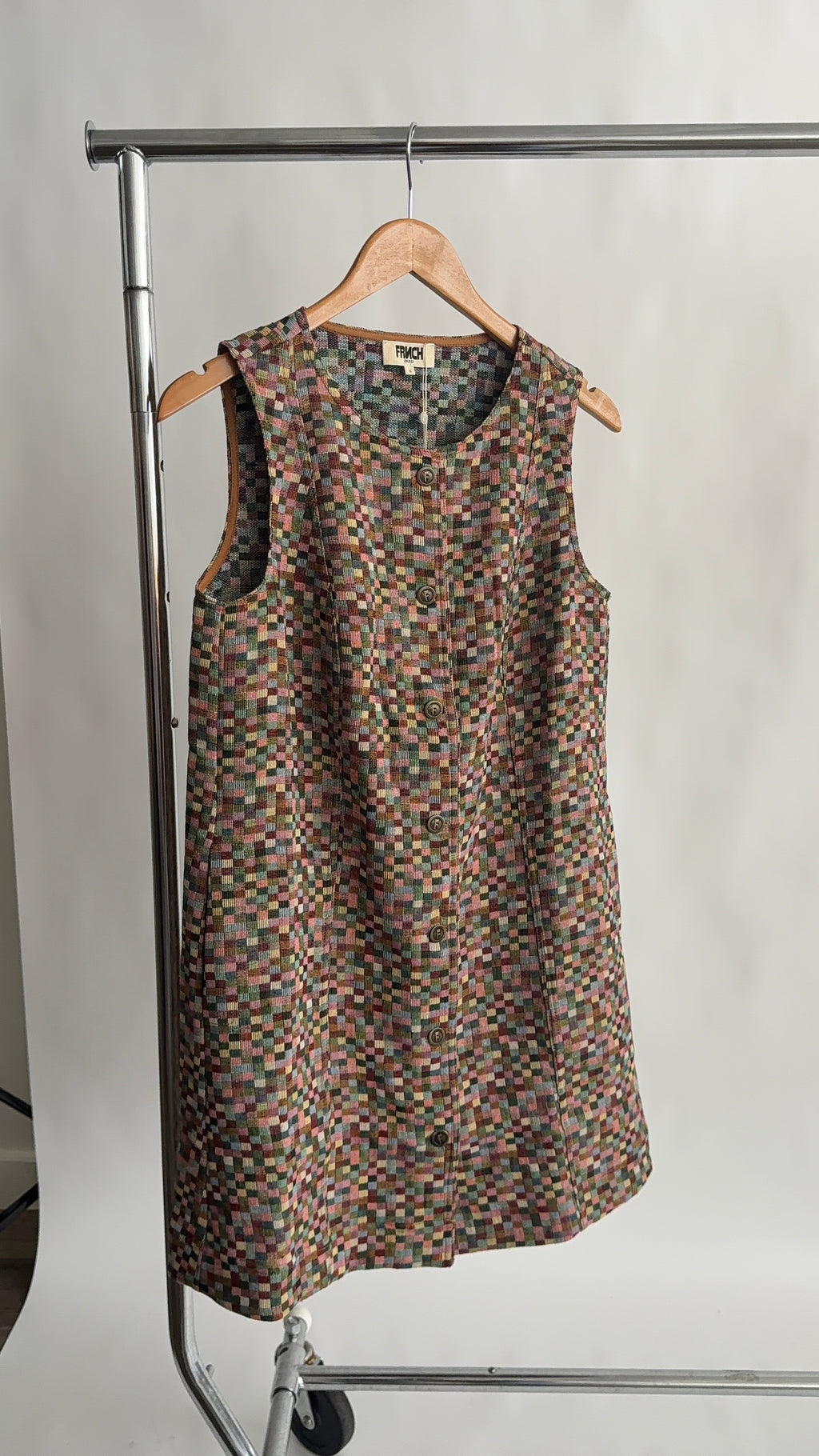 FRNCH Harlow Checkered Jacquard Tank Mini Dress