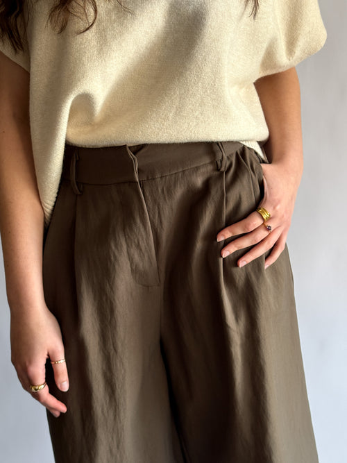 Miou Muse Landon Dark Olive Long Trouser Shorts