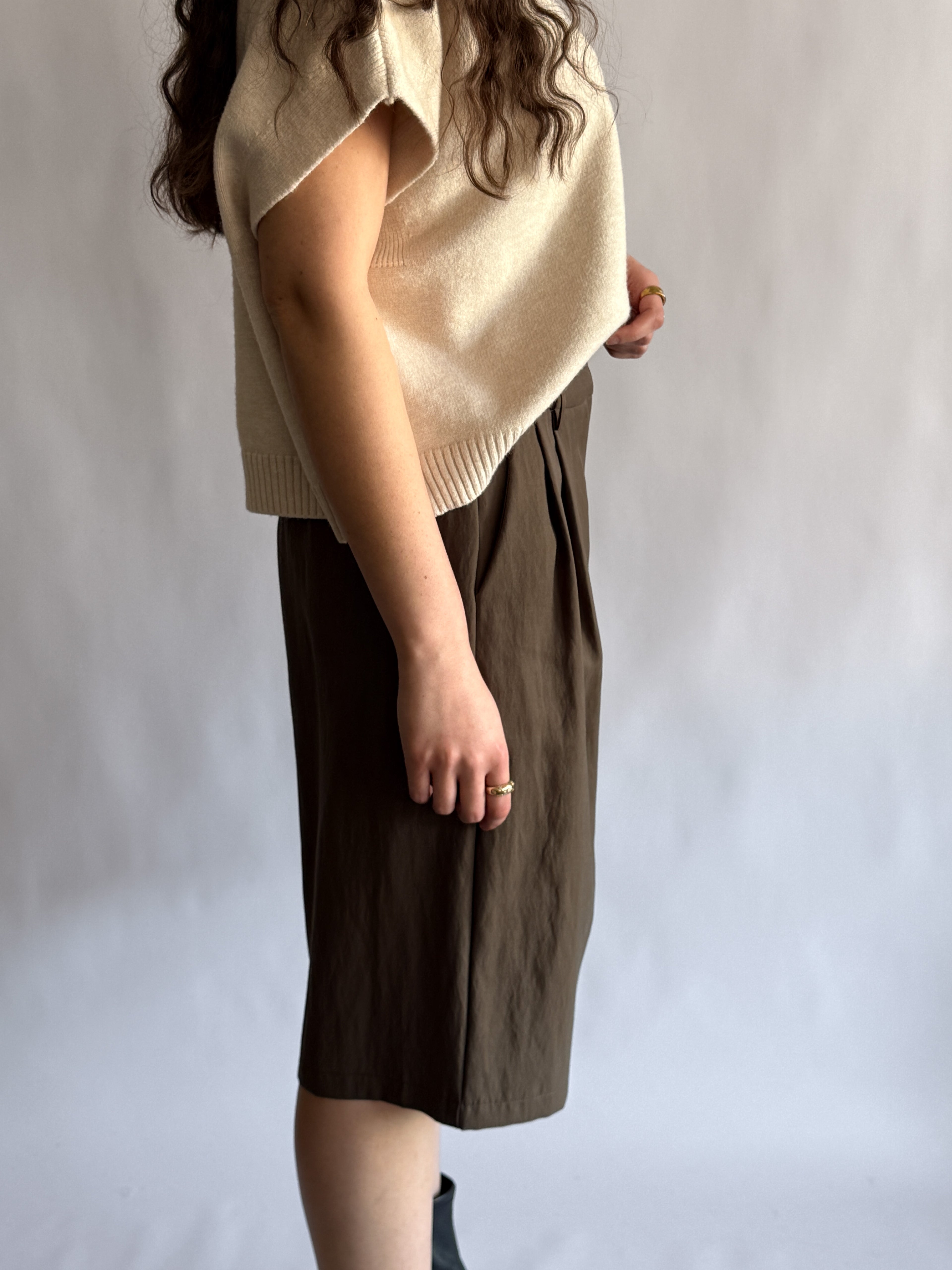 Miou Muse Landon Dark Olive Long Trouser Shorts