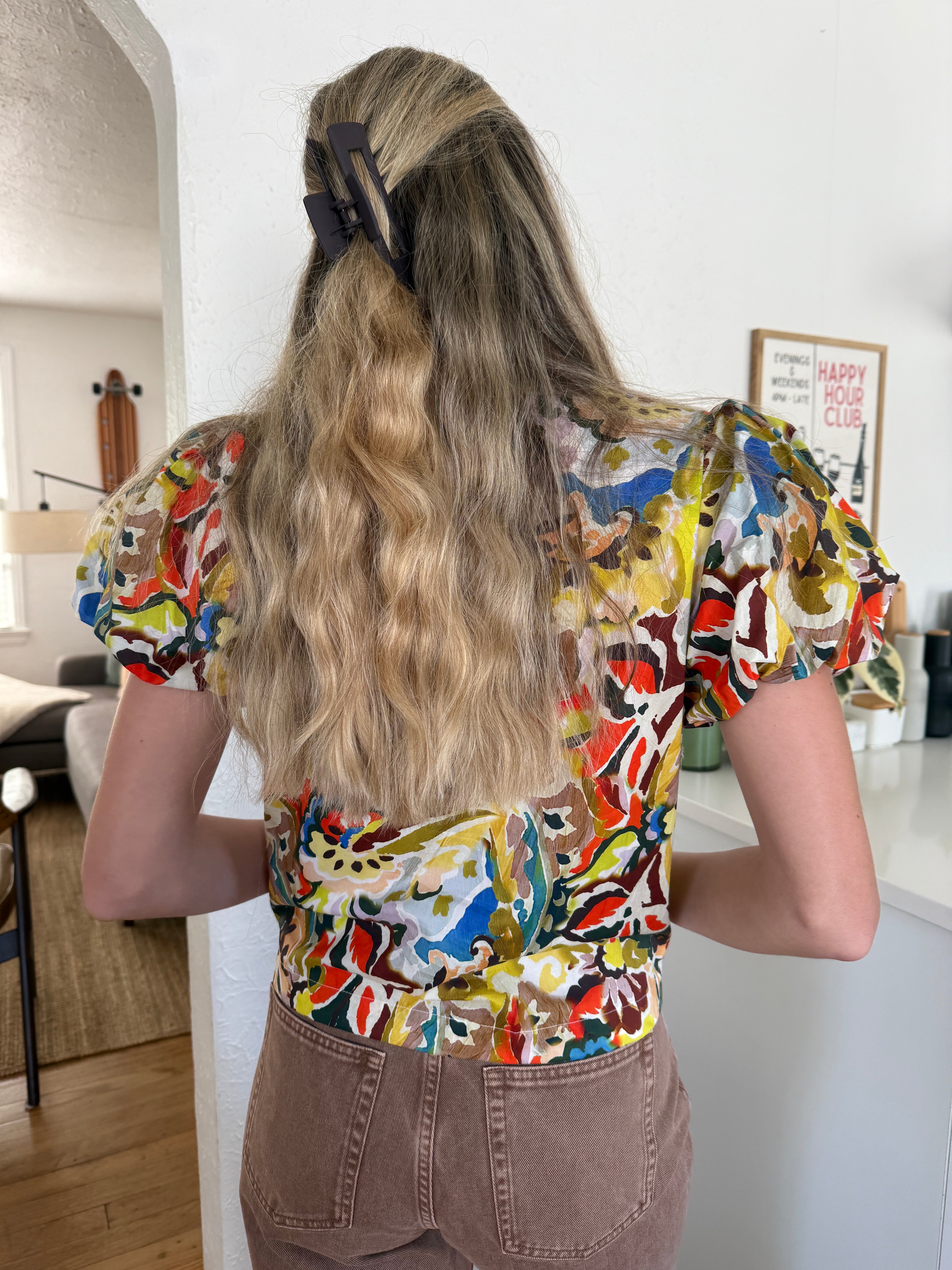 PINCH Nancy Collared Floral Print Button Top