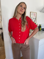 Things Between Toby Half-Sleeve Cardigan Top (Red)