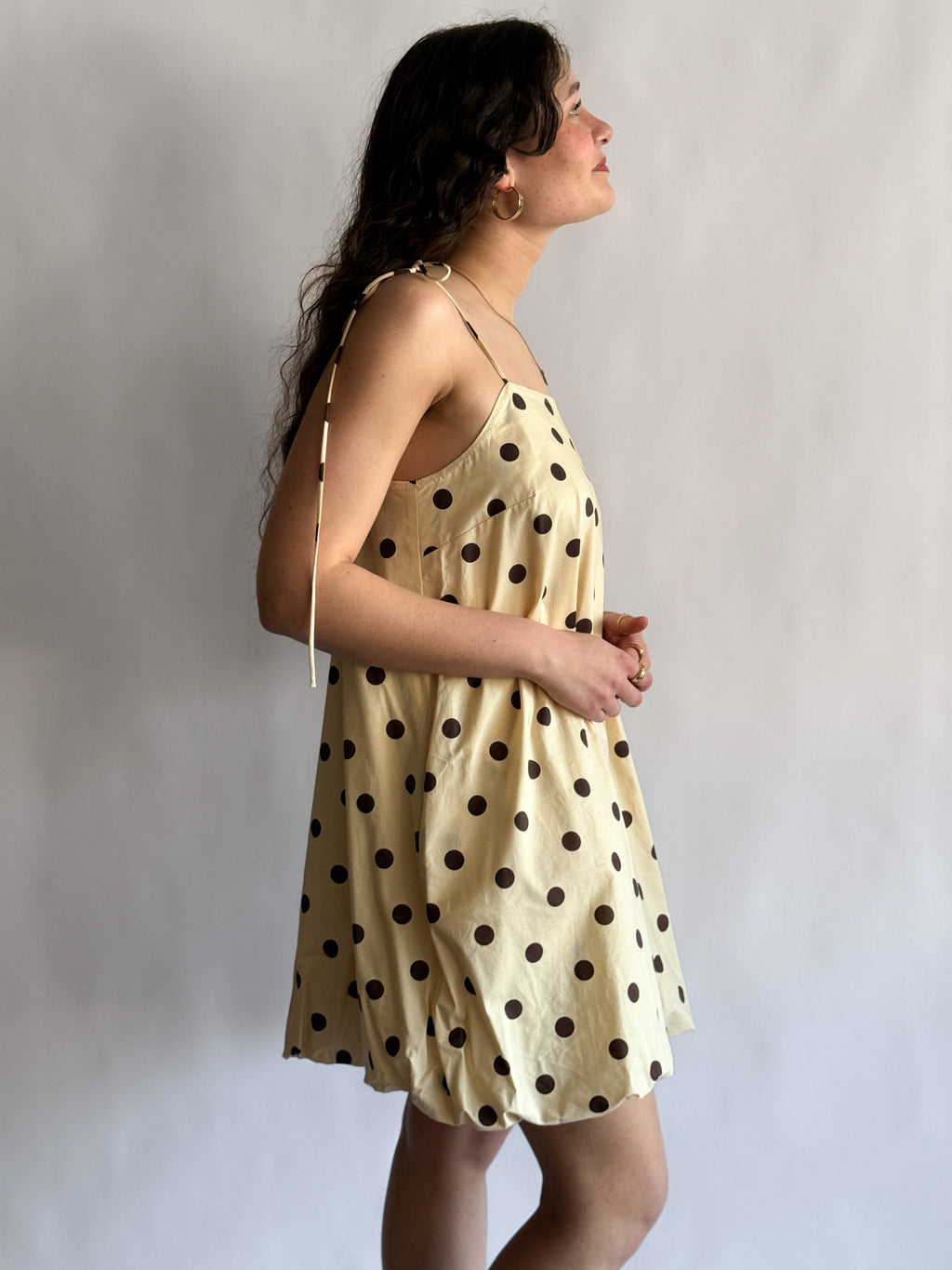 Things Between Layla Sleeveless Polka Dot Mini Dress (Cream)