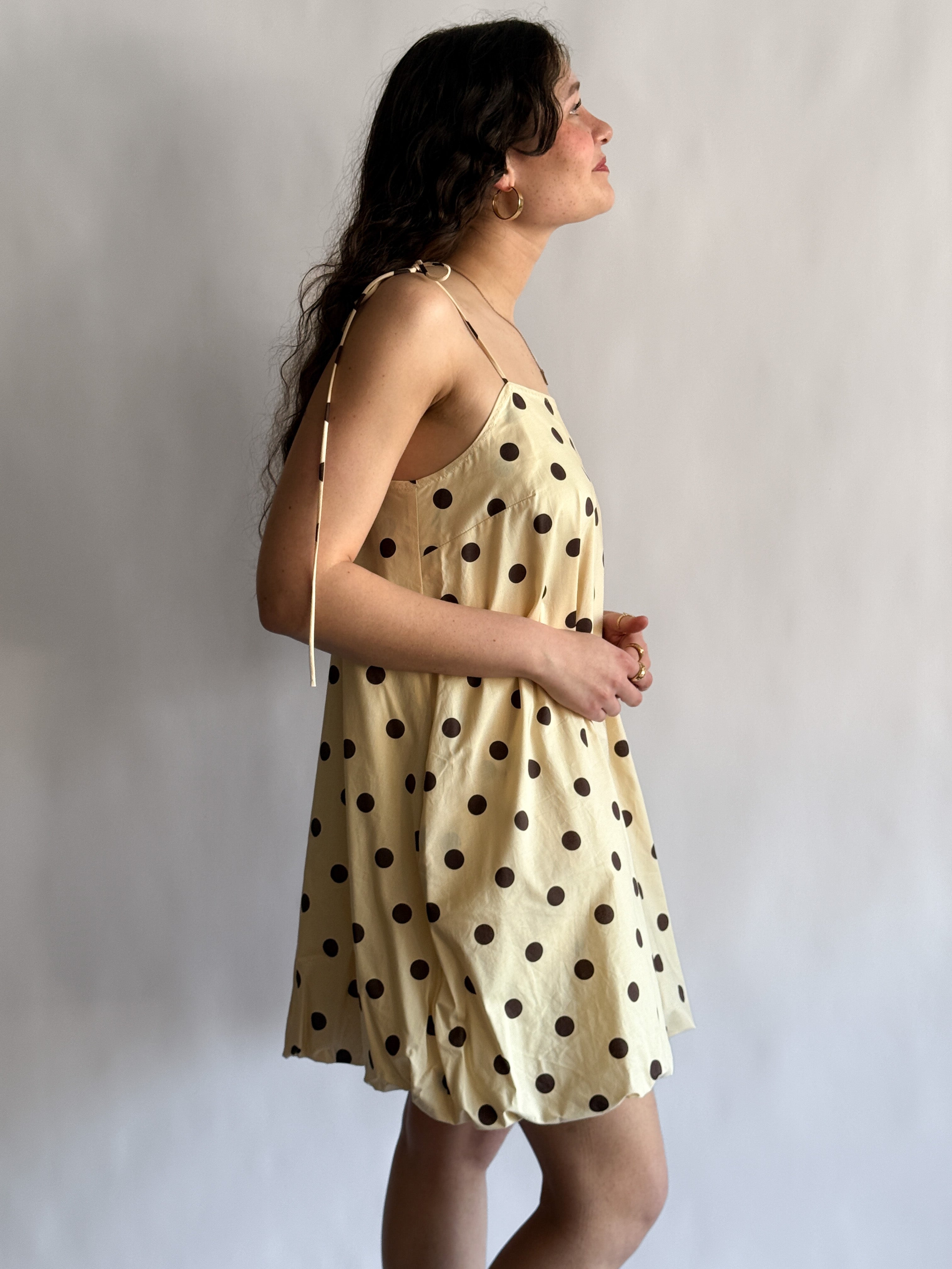 Things Between Layla Sleeveless Polka Dot Mini Dress (Cream)