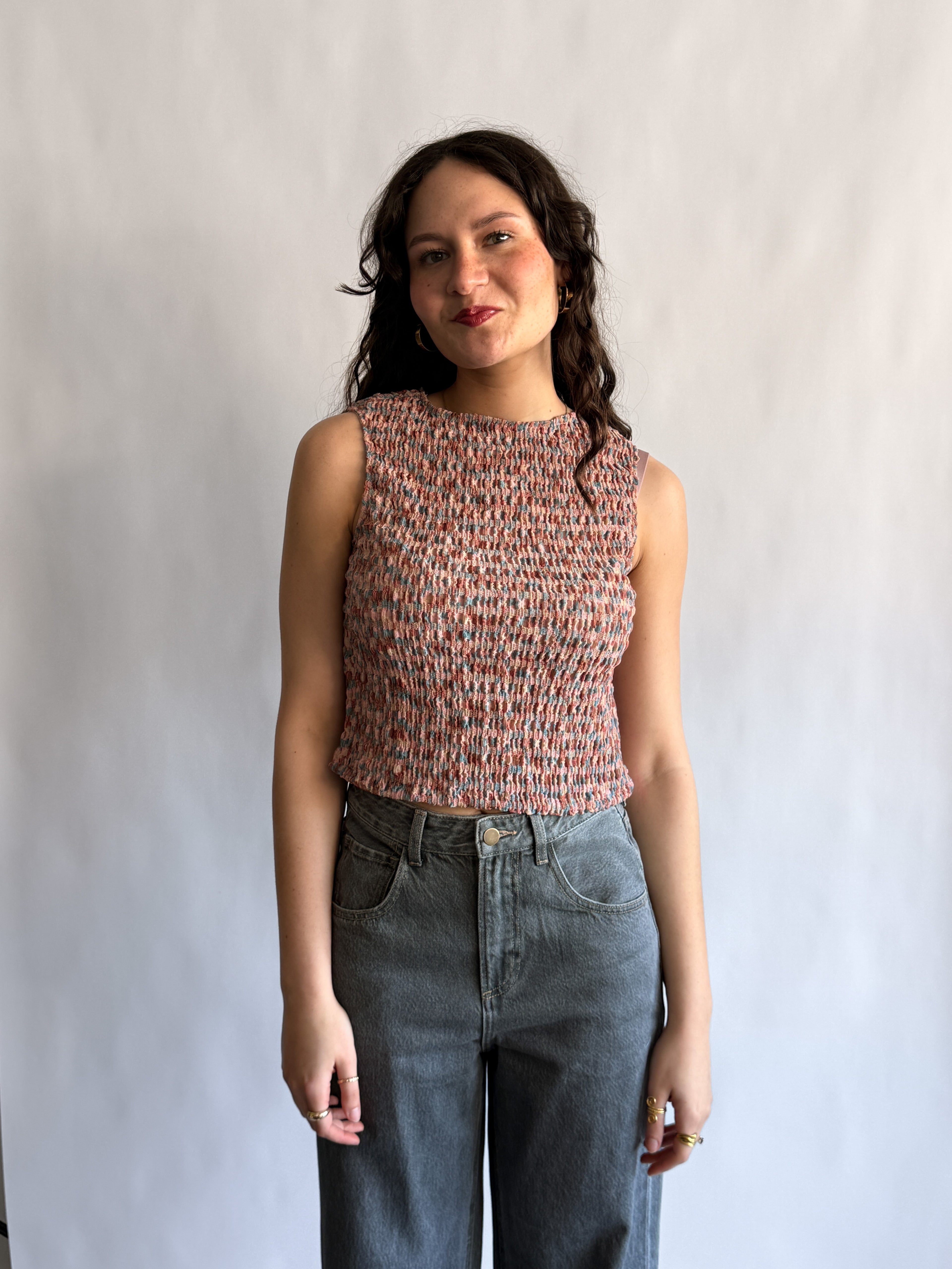 Miou Muse Luna Multicolor Shirred Tank Top