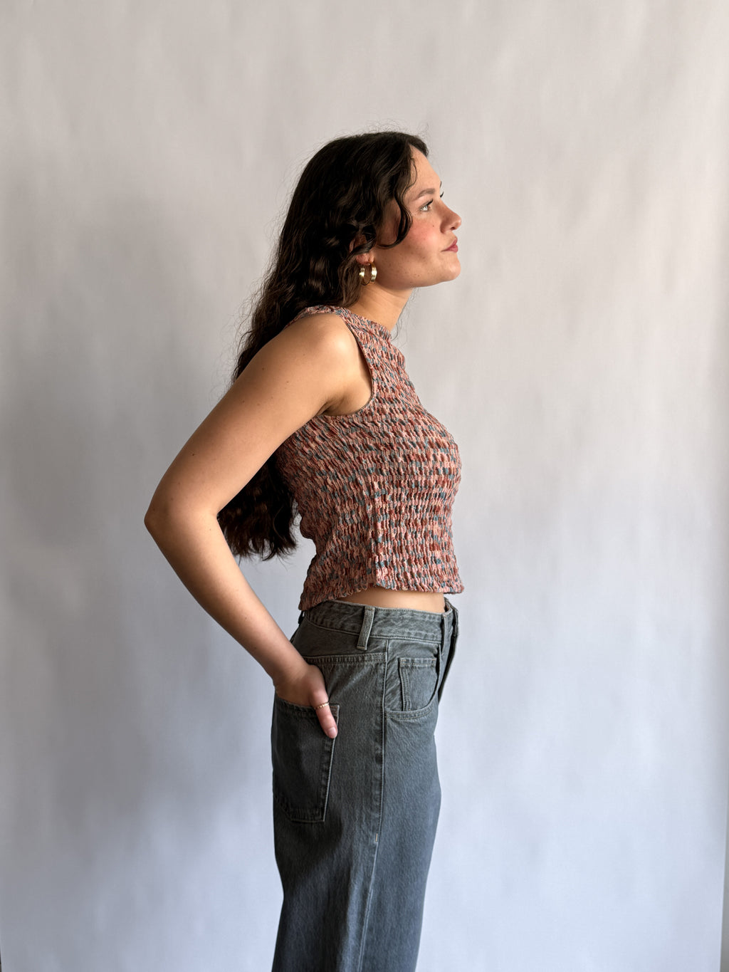 Miou Muse Luna Multicolor Shirred Tank Top