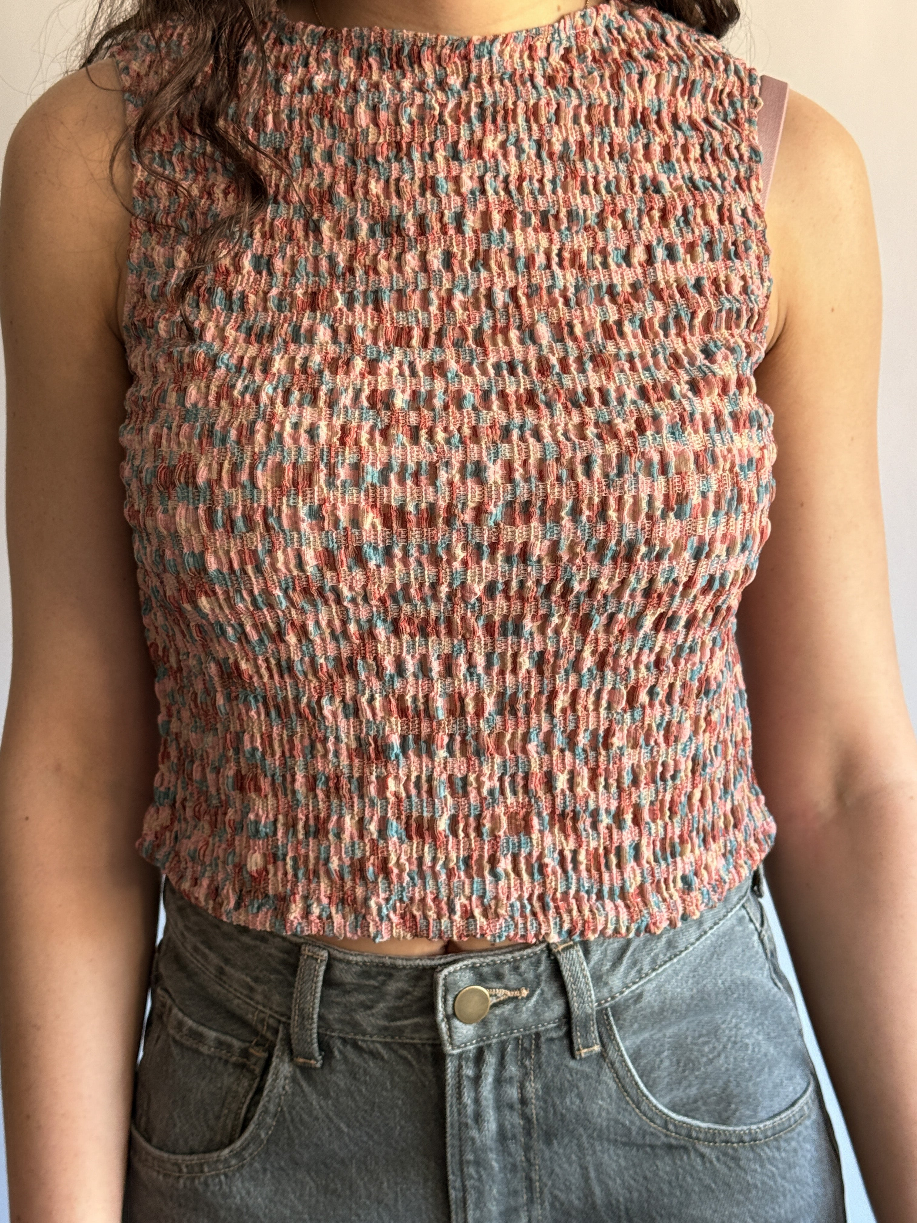 Miou Muse Luna Multicolor Shirred Tank Top