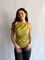 Luca Asymmetrical Beaded Sleeveless Top (Green)