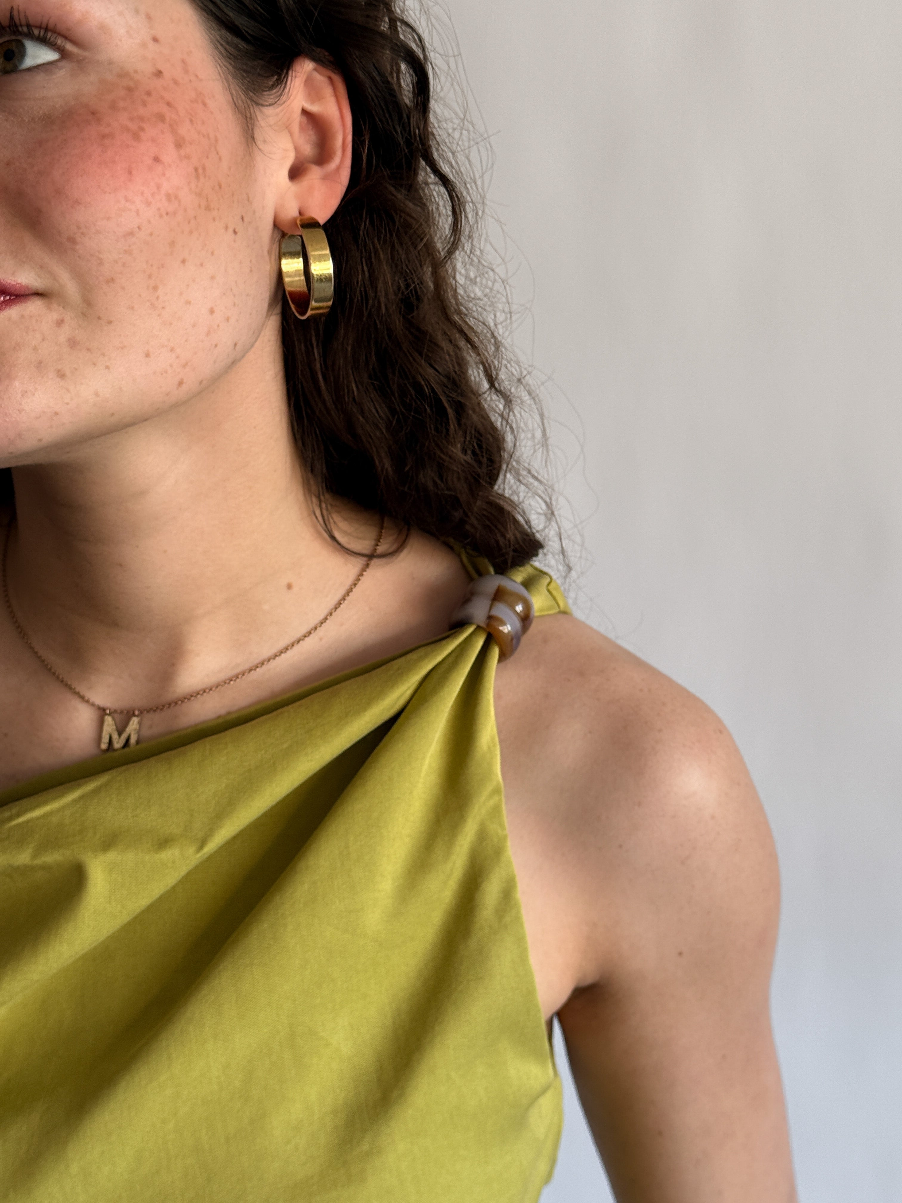 Luca Asymmetrical Beaded Sleeveless Top (Green)