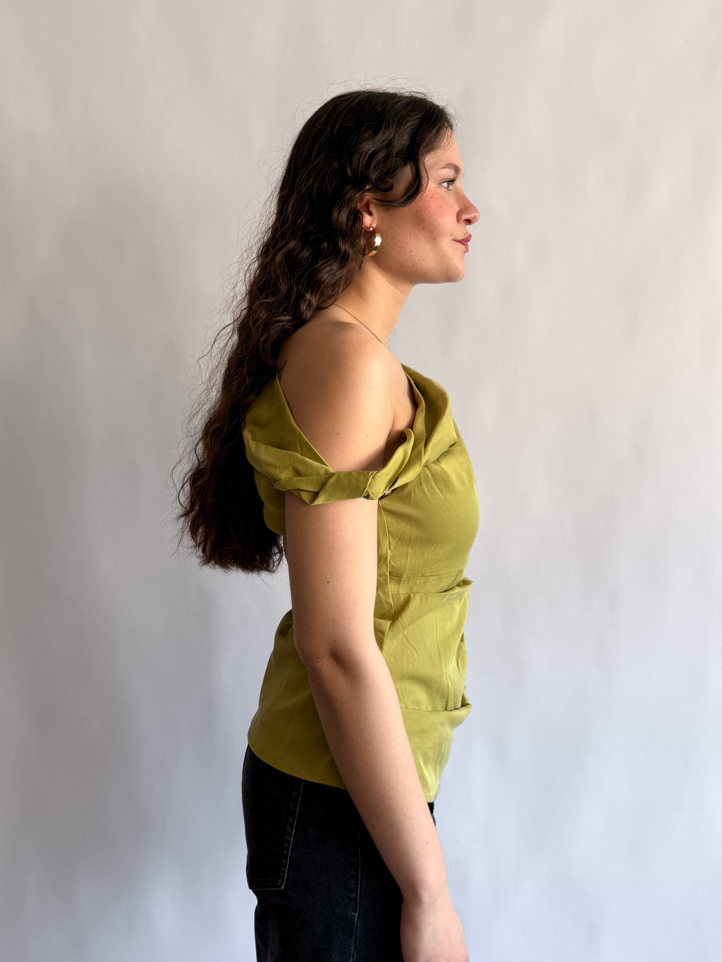 Luca Asymmetrical Beaded Sleeveless Top (Green)