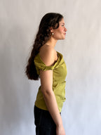 Luca Asymmetrical Beaded Sleeveless Top (Green)