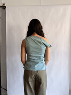 Luca Asymmetrical Beaded Sleeveless Top (Blue)