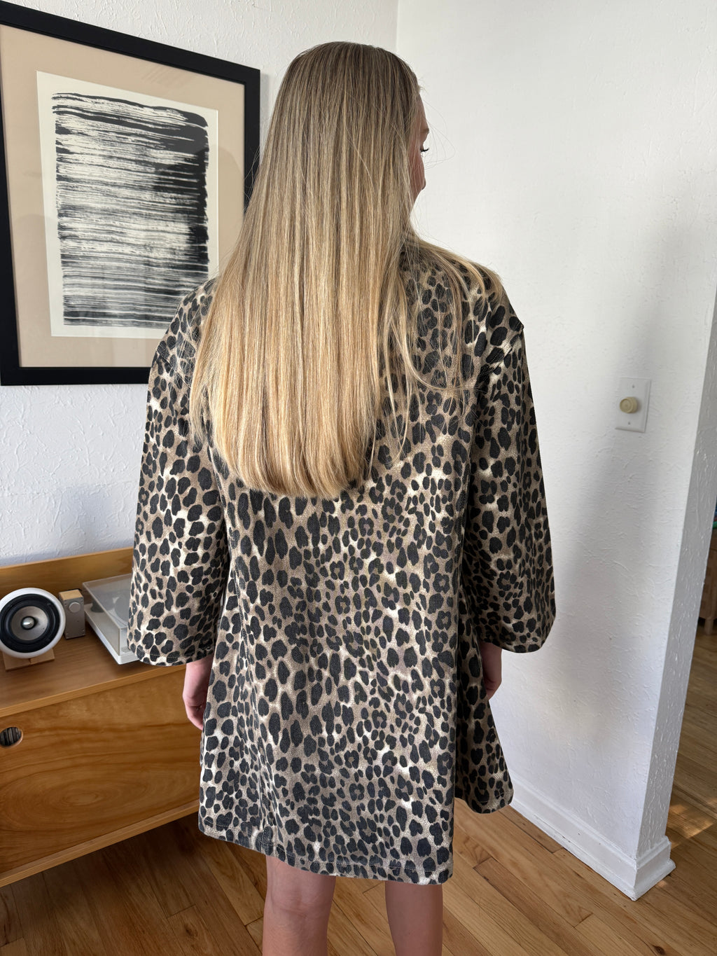 FRNCH Chardon Leopard Print Collared Shift Mini Dress