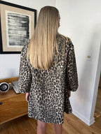 FRNCH Chardon Leopard Print Collared Shift Mini Dress