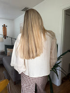 FRNCH Ambre Cream Eyelet Long Sleeve Top