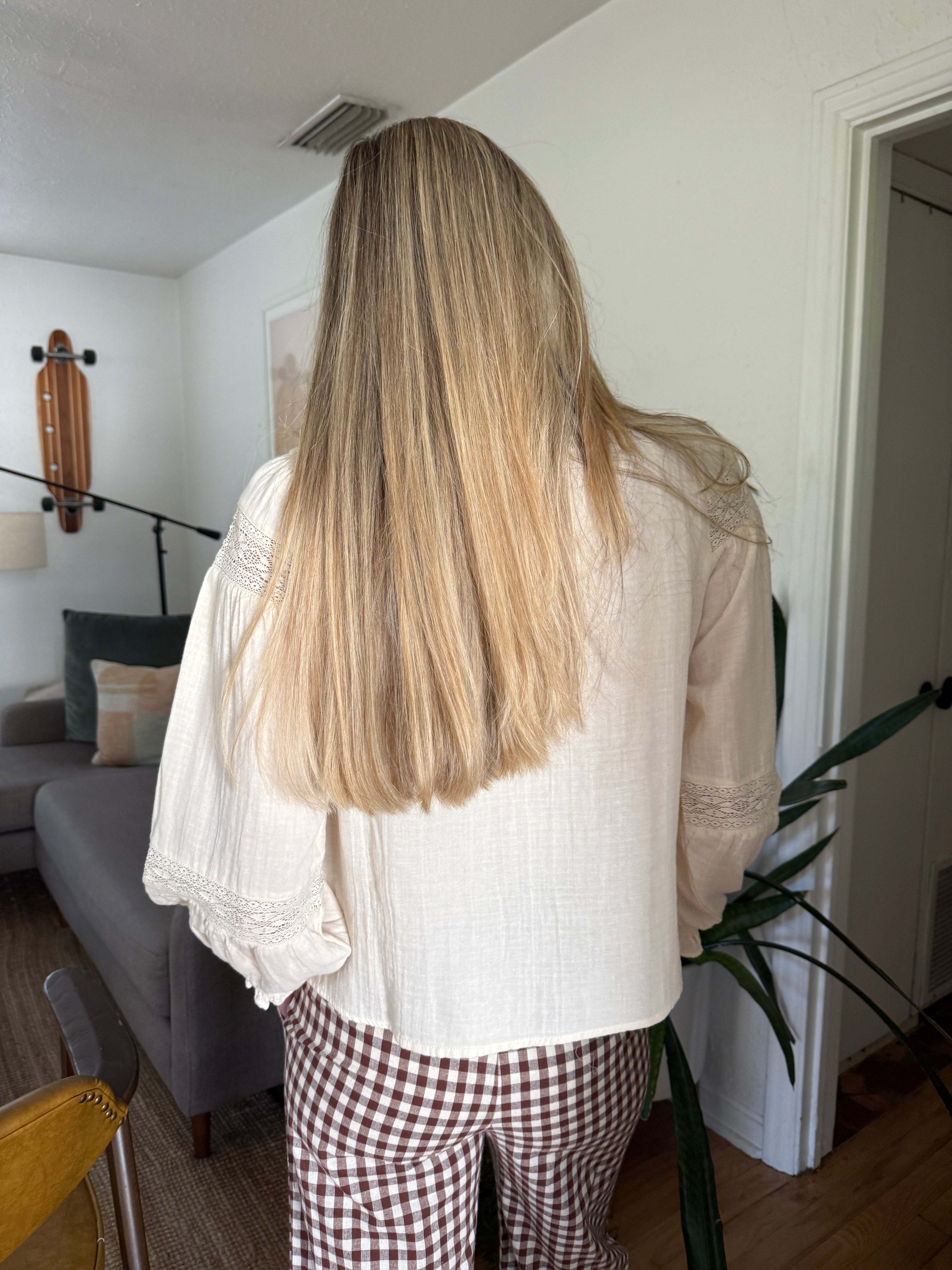 FRNCH Ambre Cream Eyelet Long Sleeve Top