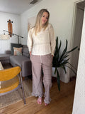 Things Between Julian Brown Gingham Ruffle Cotton Pants