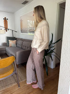 Things Between Julian Brown Gingham Ruffle Cotton Pants