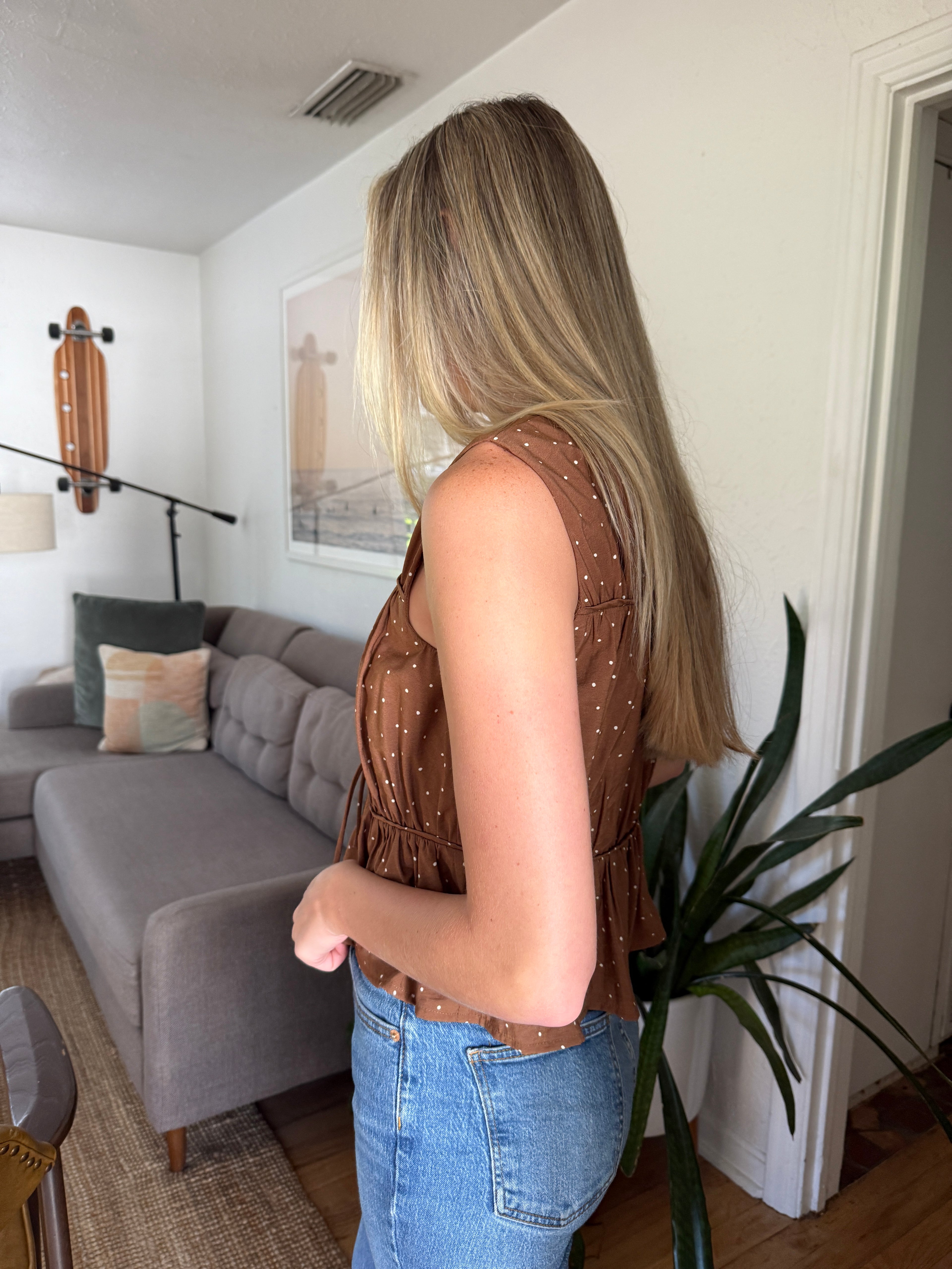 Melinda Brown Polka Dot Sleeveless Top